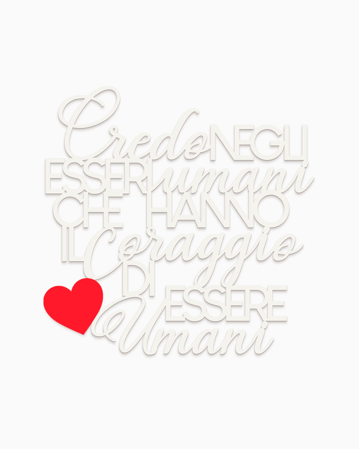 Scritta in legno Credo negli esseri umani