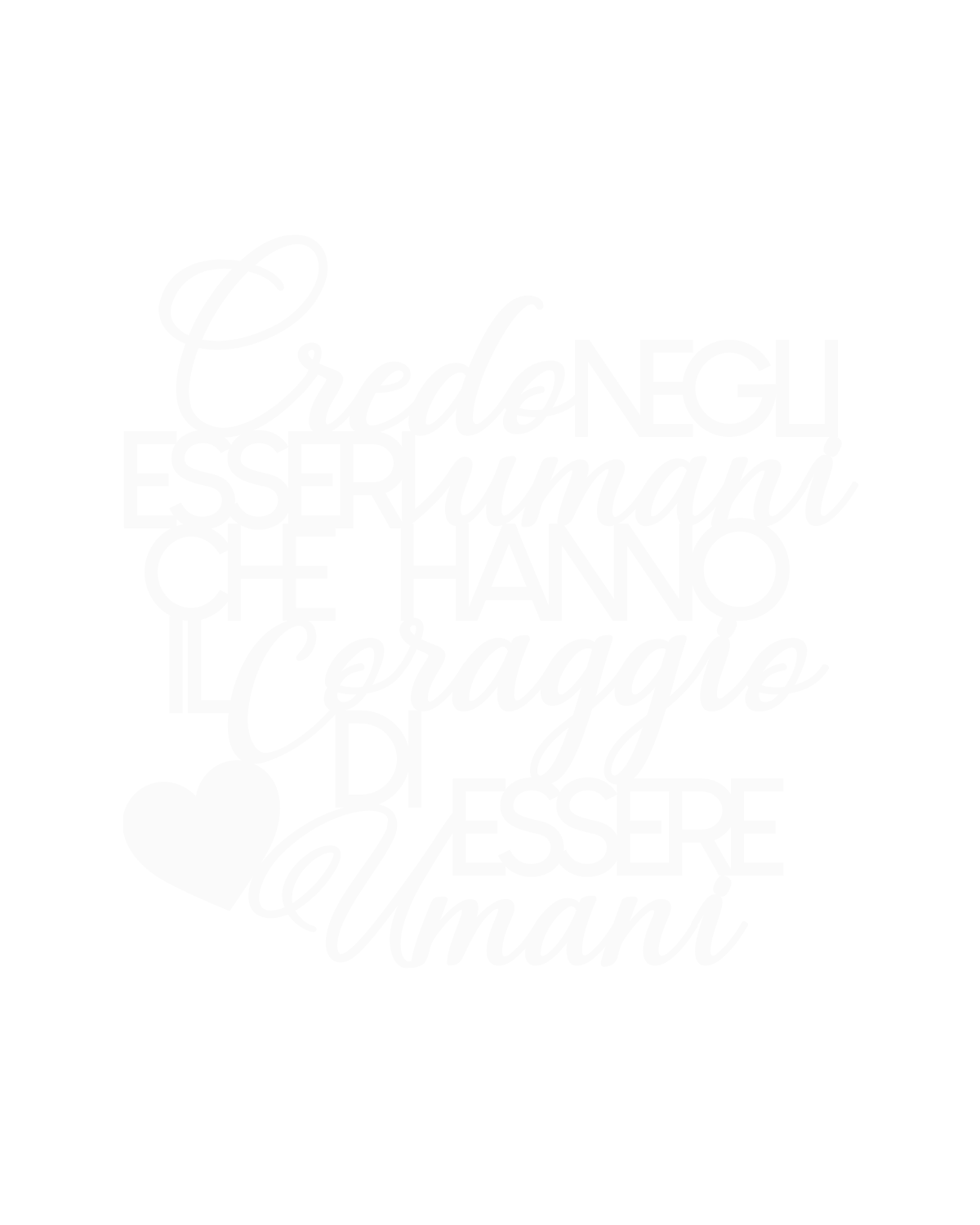 Scritta in legno Credo negli esseri umani