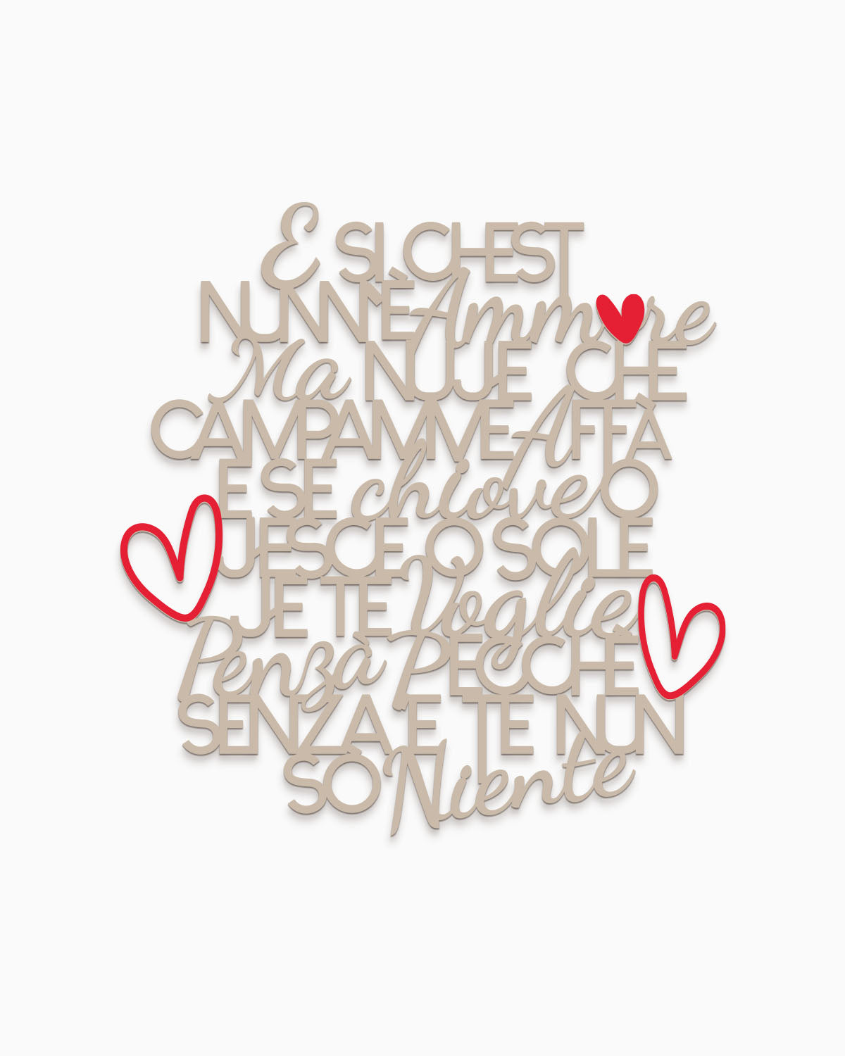 Scritta in legno Senza e' te