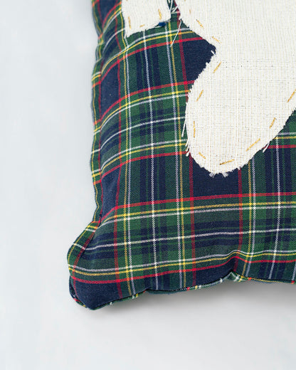 decorazione natalizia per la casa, cuscino federa natale tartan con albero di natale 