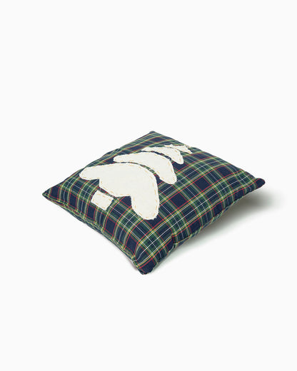 decorazione natalizia per la casa, cuscino federa natale tartan con albero di natale 