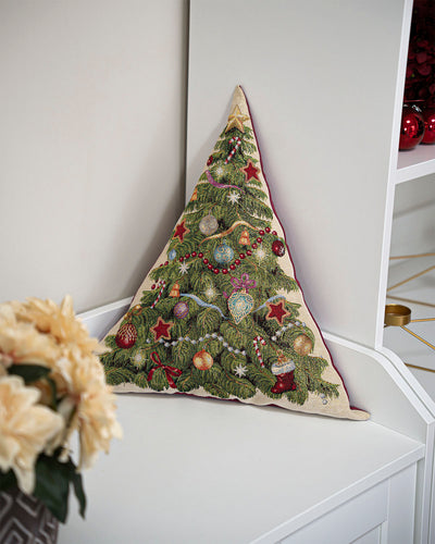 Red Christmas Tartan Bow Cushion