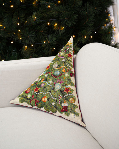 Red Christmas Tartan Bow Cushion