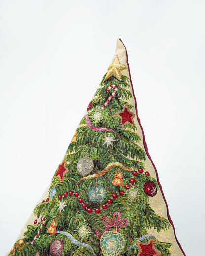 Red Christmas Tartan Bow Cushion