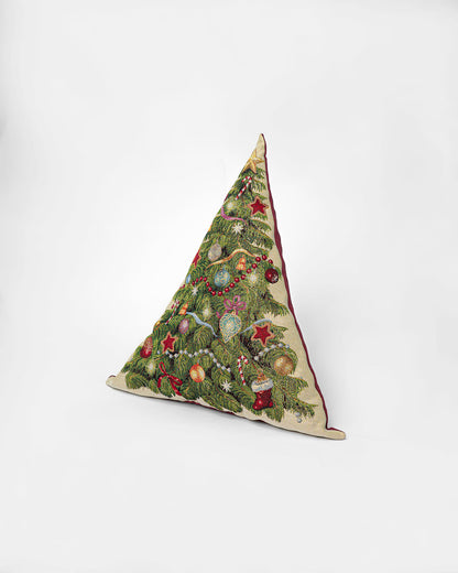 Red Christmas Tartan Bow Cushion