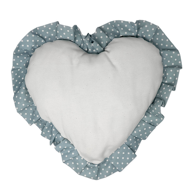 Heart blue cushion with ruffles