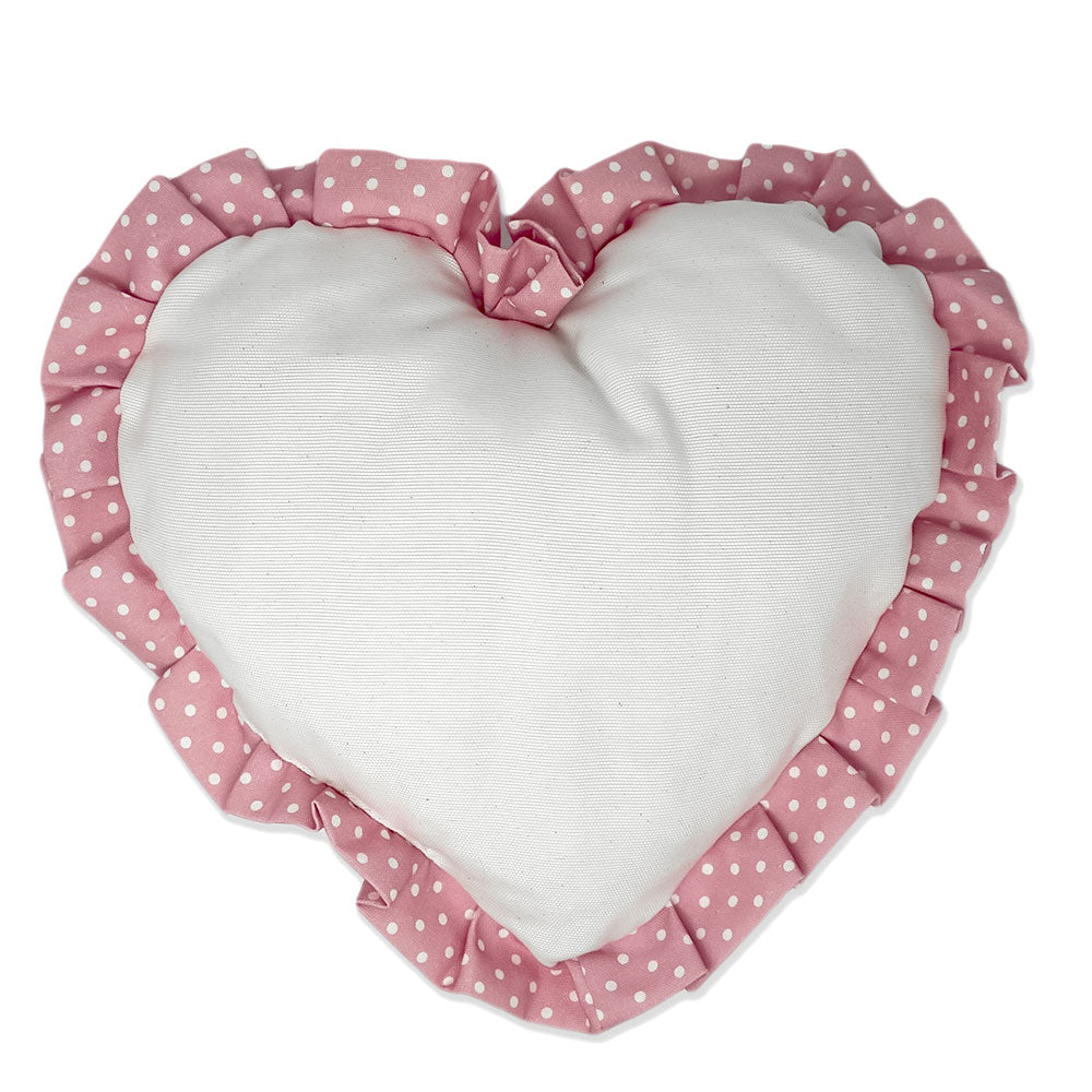 Pink Heart cushion with ruffles