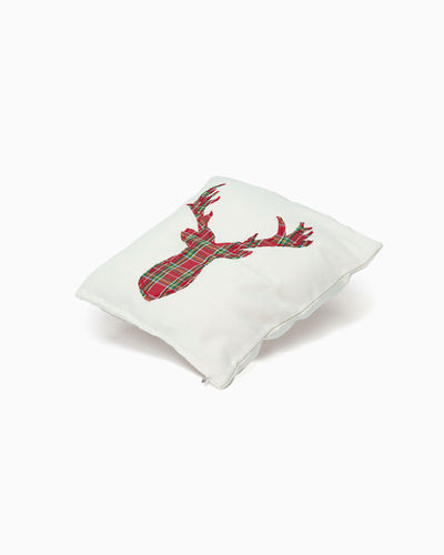 cuscino federa decorativa natalizia rosso tartan con renna