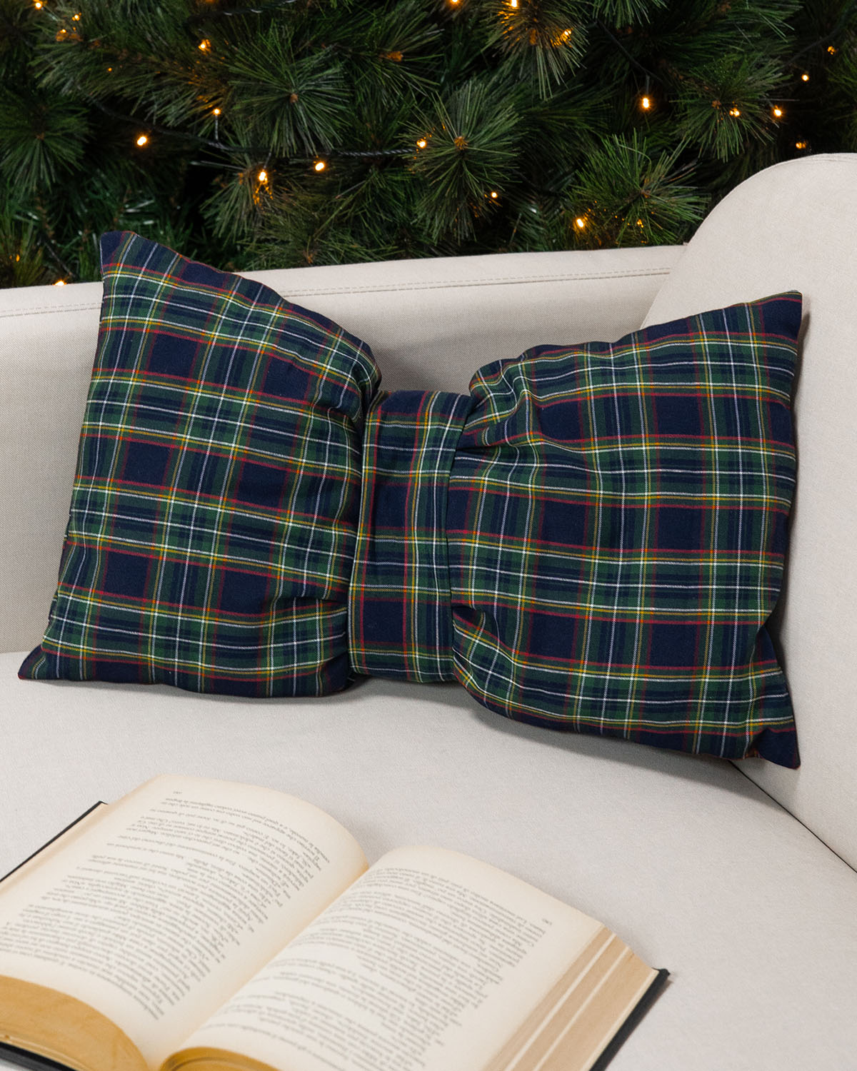 decorazione natalizia cuscino a forma di fiocco 