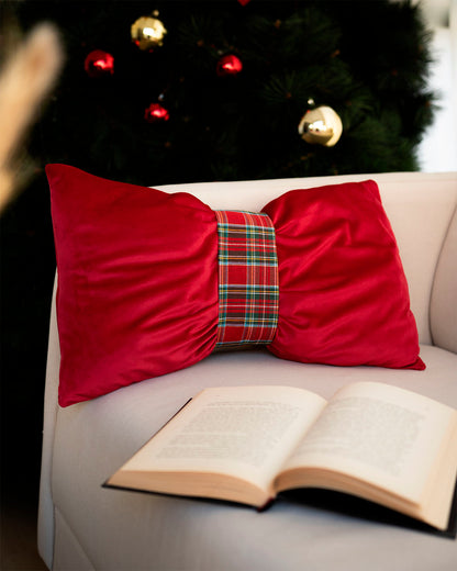 decorazione natalizia cuscino a forma di fiocco 