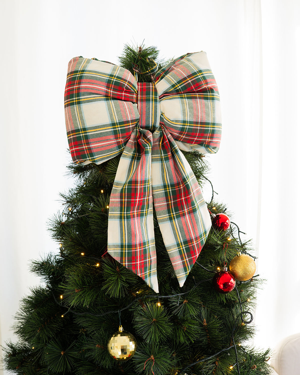 decorazione natalizia, fiocco tartan fuoriporta #colore_verde