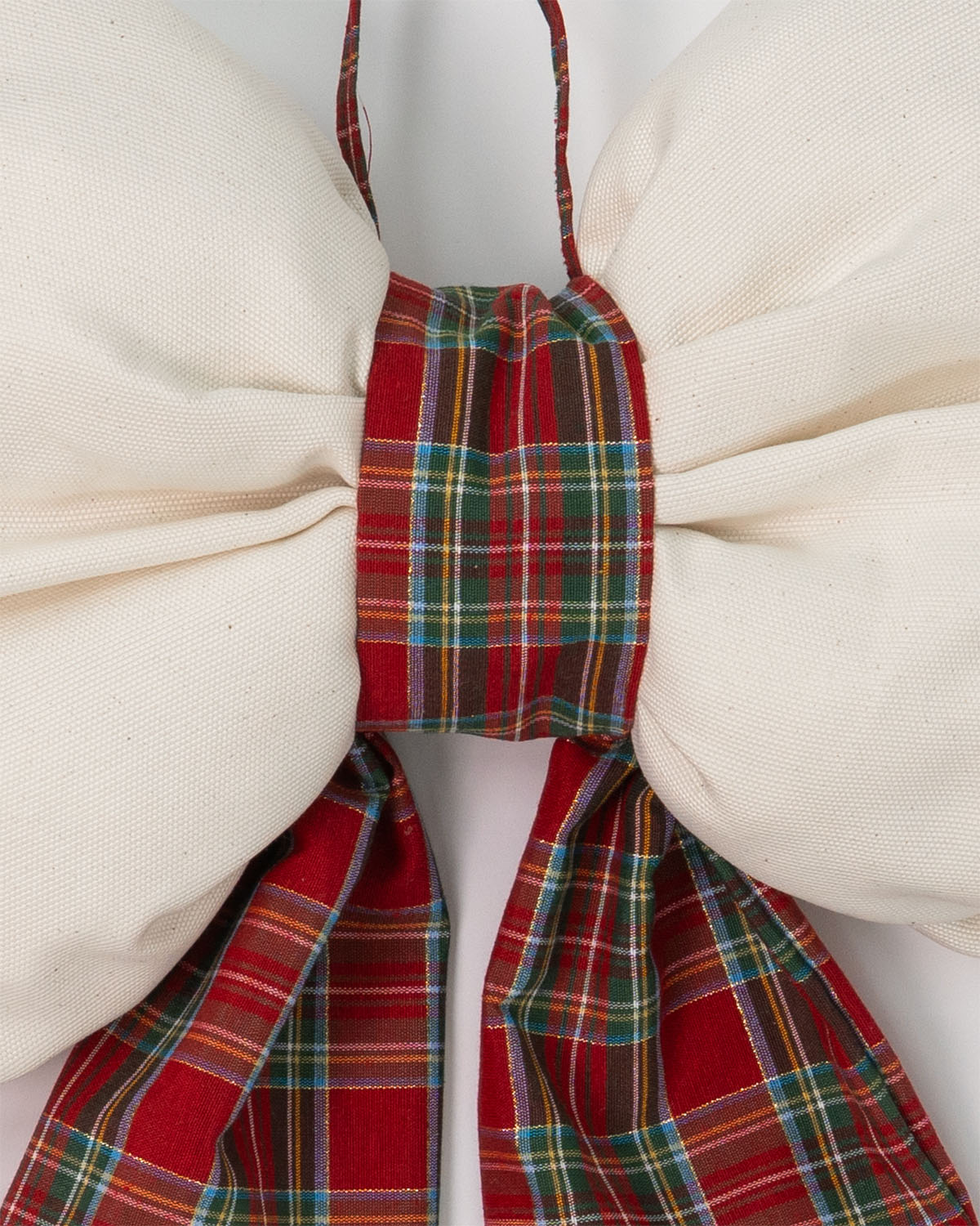 decorazione natalizia, fiocco tartan fuoriporta #colore_bianco