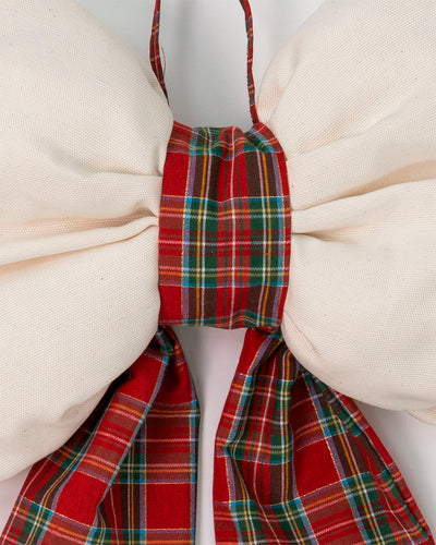 decorazione natalizia, fiocco tartan fuoriporta 