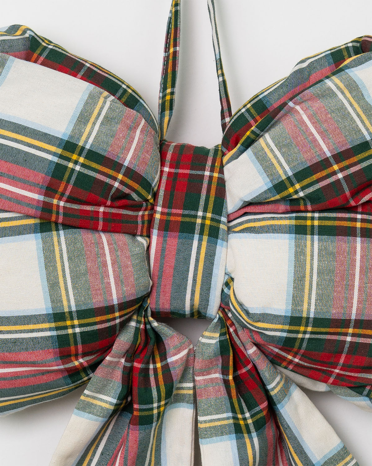 decorazione natalizia, fiocco tartan fuoriporta 