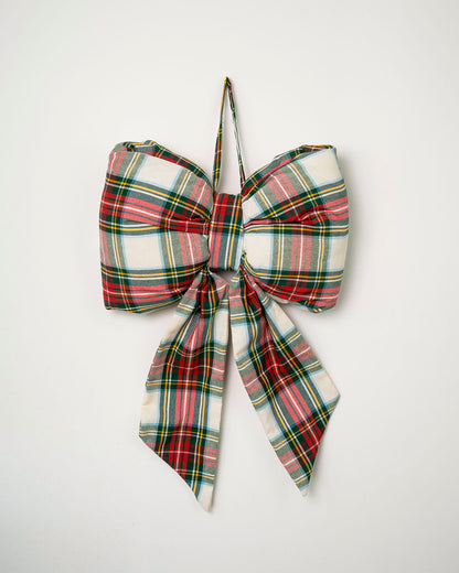 decorazione natalizia, fiocco tartan fuoriporta 