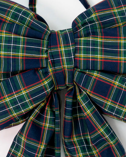 decorazione natalizia, fiocco tartan fuoriporta 