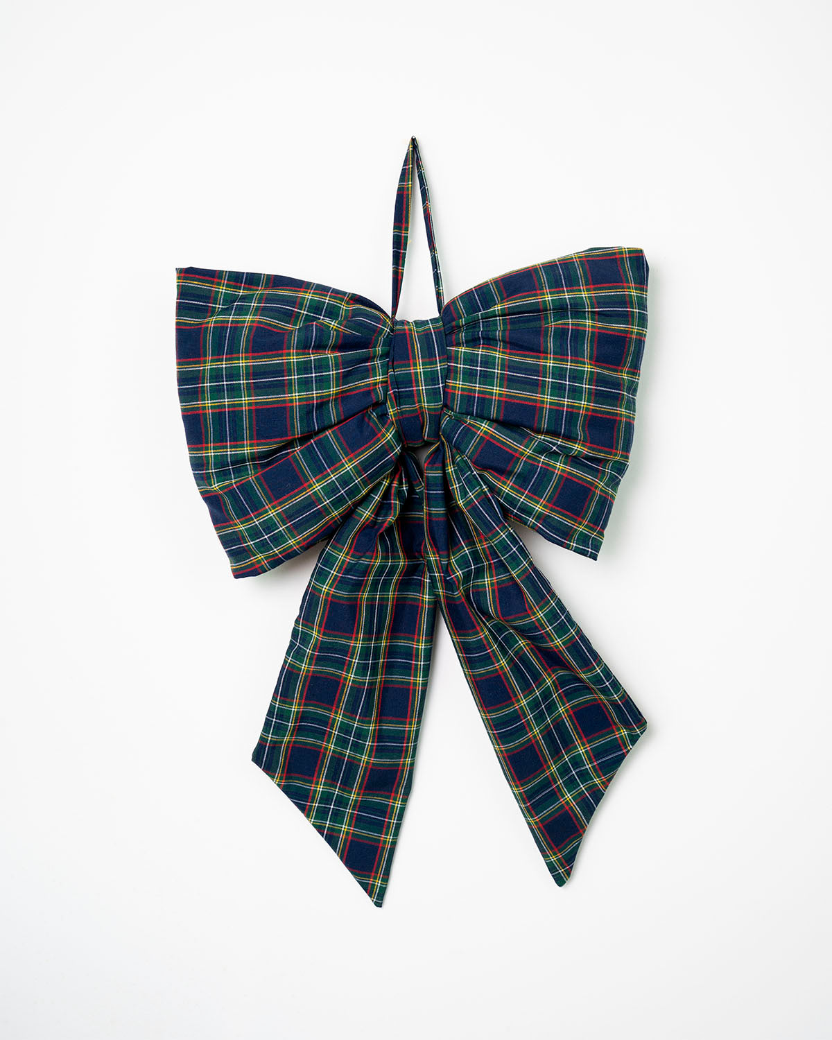 decorazione natalizia, fiocco tartan fuoriporta 