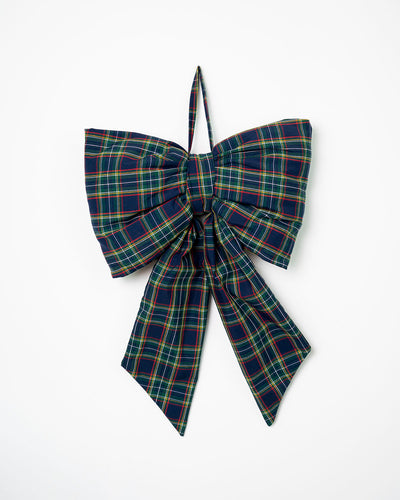 decorazione natalizia, fiocco tartan fuoriporta 