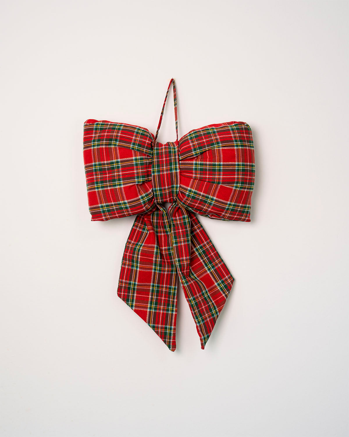 decorazione natalizia, fiocco tartan fuoriporta 