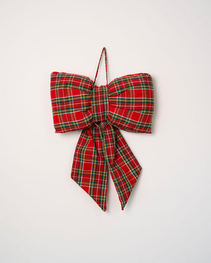 decorazione natalizia, fiocco tartan fuoriporta 