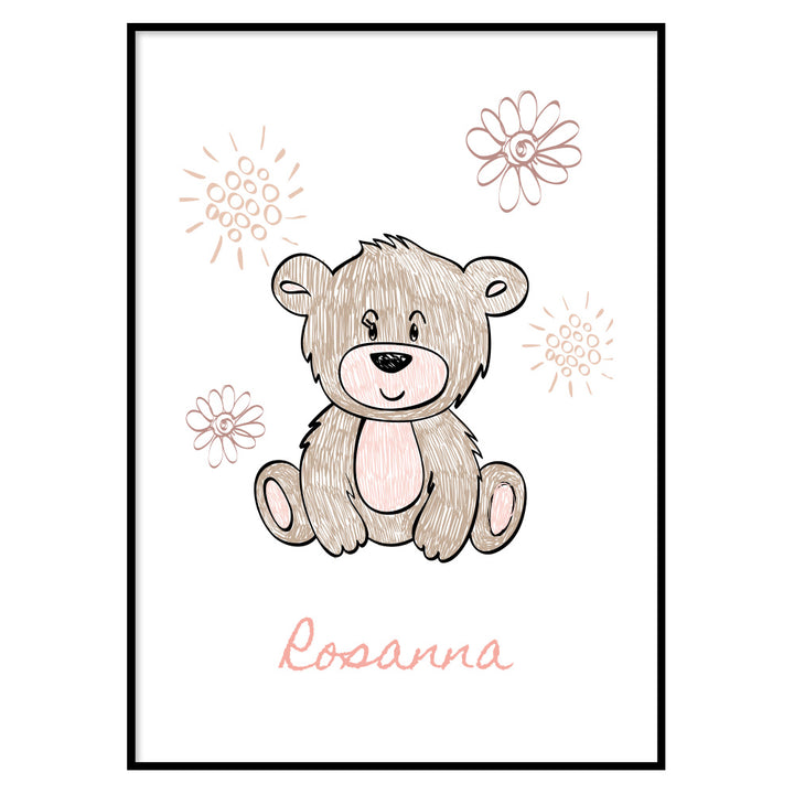 Poster Personalizzato Kids Bear Pink