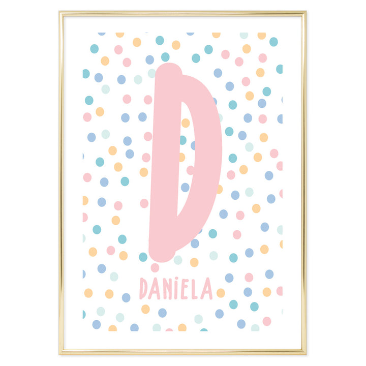 Personalized Poster Kids Polka Dots Pink