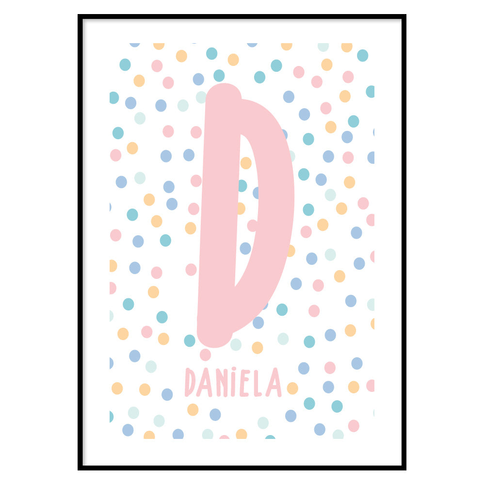 Personalized Poster Kids Polka Dots Pink