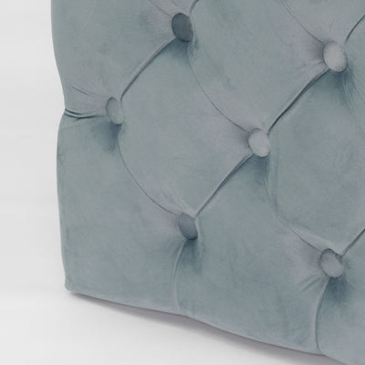 Pouf in Powder Blue quilted velvet