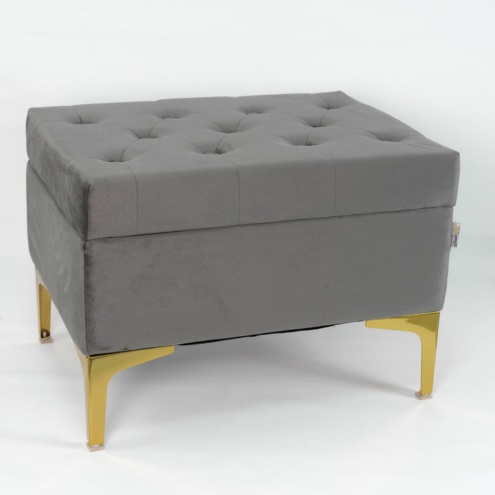 Gray storage bench pouf