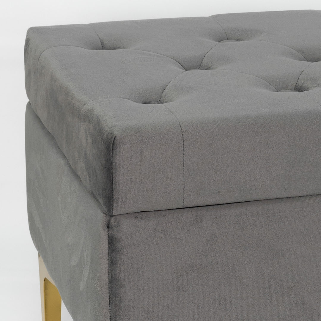 Gray storage bench pouf