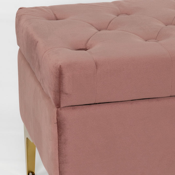 Pink storage bench pouf