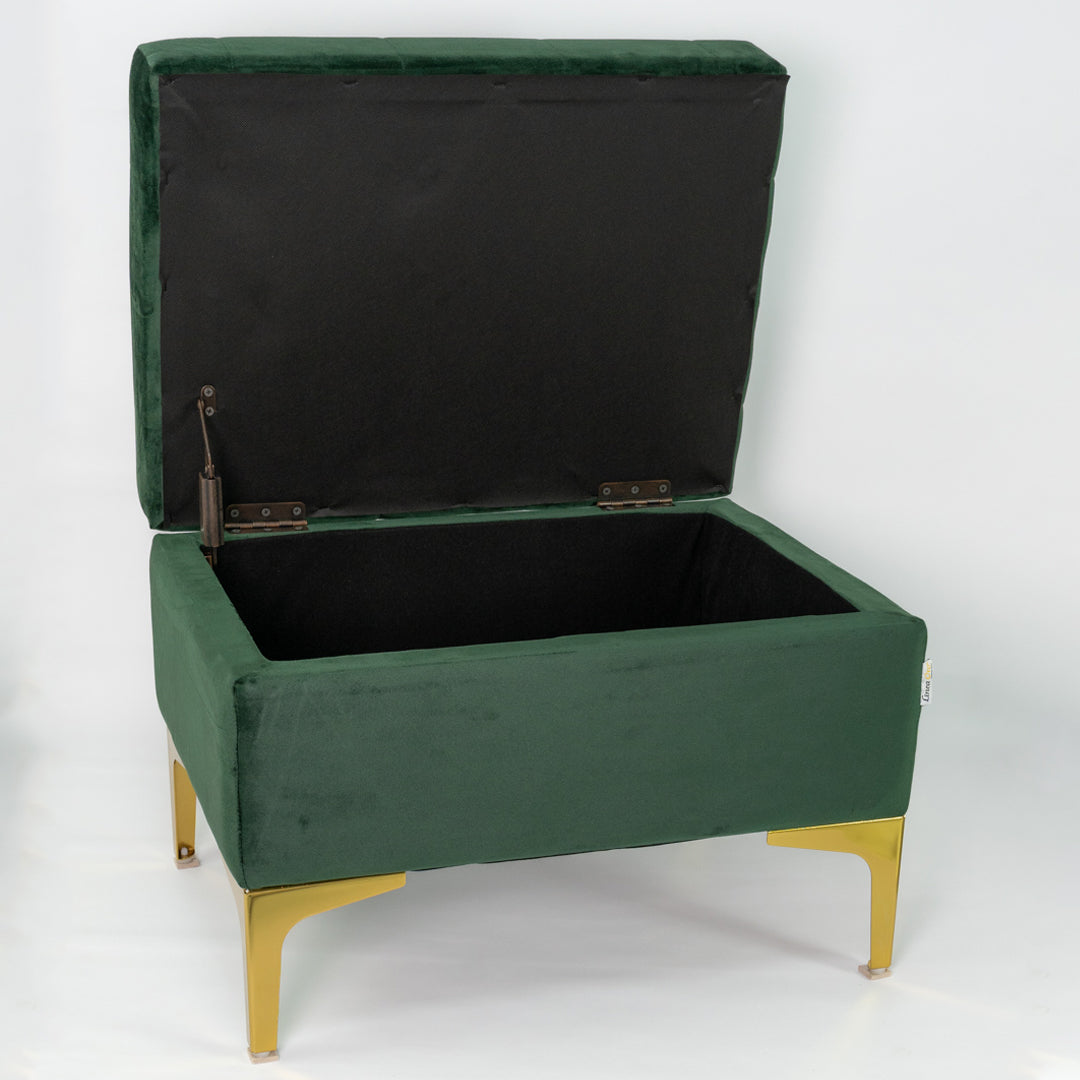 Green storage bench pouf