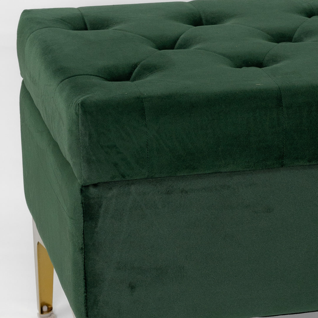 Green storage bench pouf