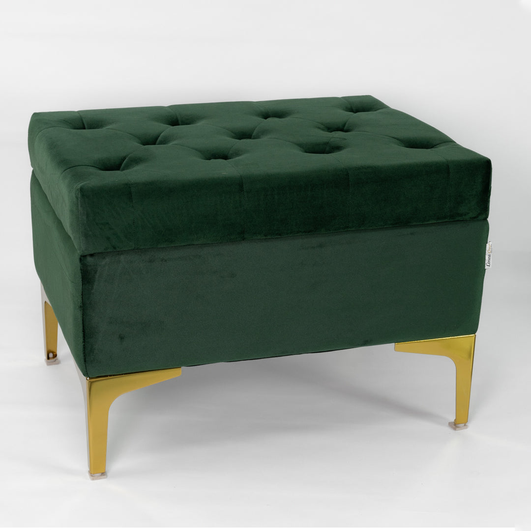 Green storage bench pouf