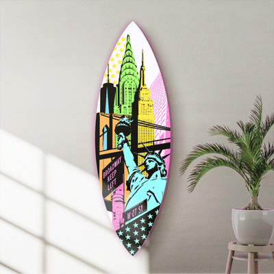 Surfboard City in technicolor