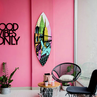 Surfboard City in technicolor