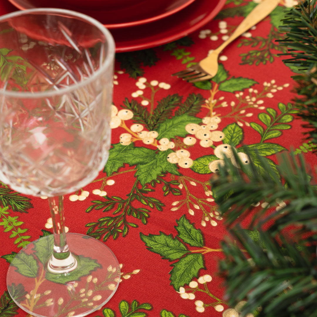 Red Panama Christmas Tablecloth