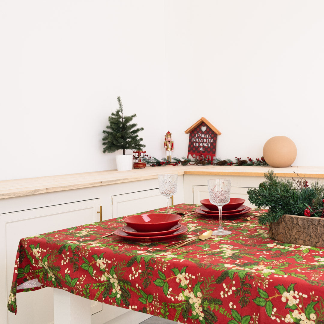 Red Panama Christmas Tablecloth