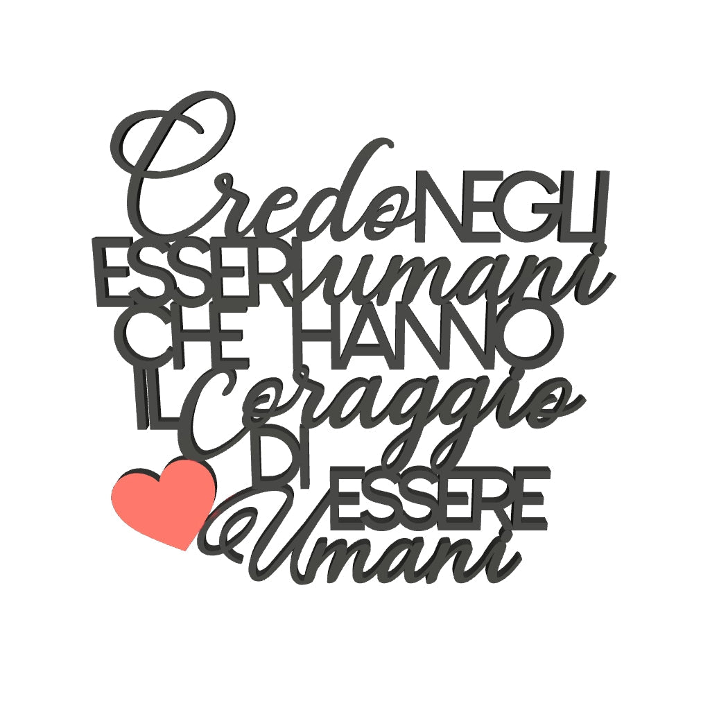 Scritta in legno Credo negli esseri umani