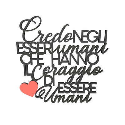 Scritta in legno Credo negli esseri umani