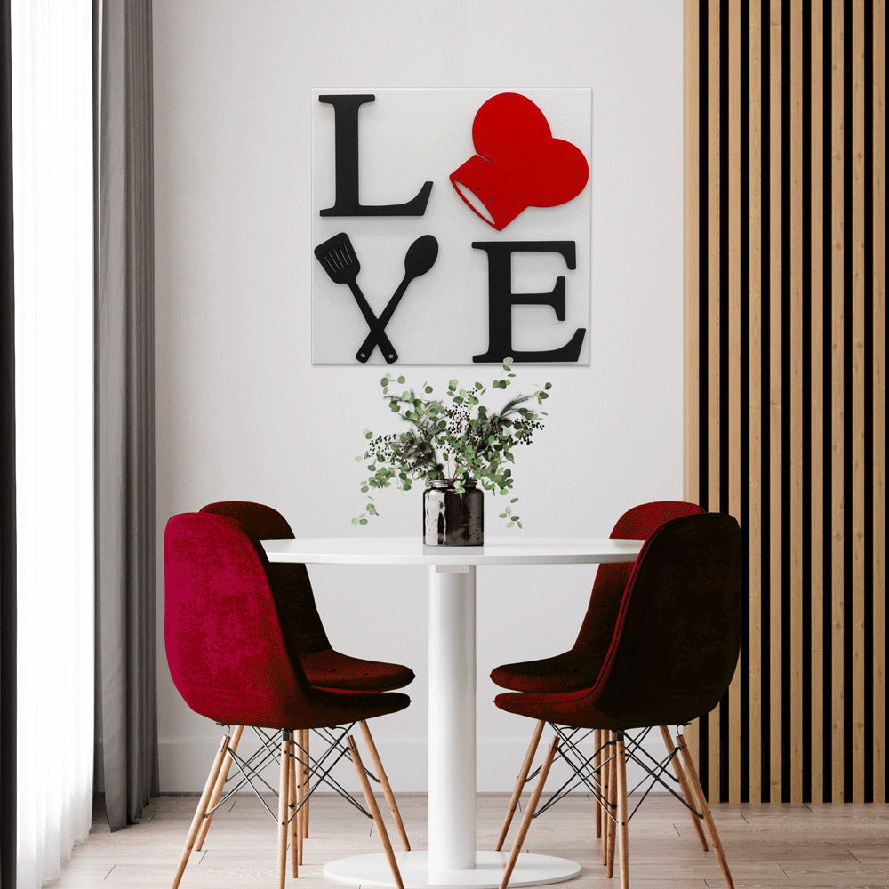 Love Kitchen embossed canvas painting