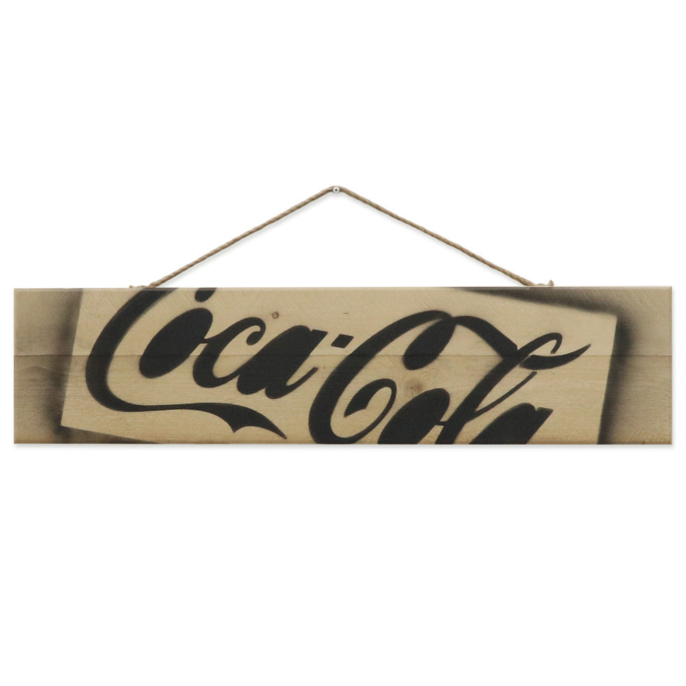 Coca Cola picture on fir wood
