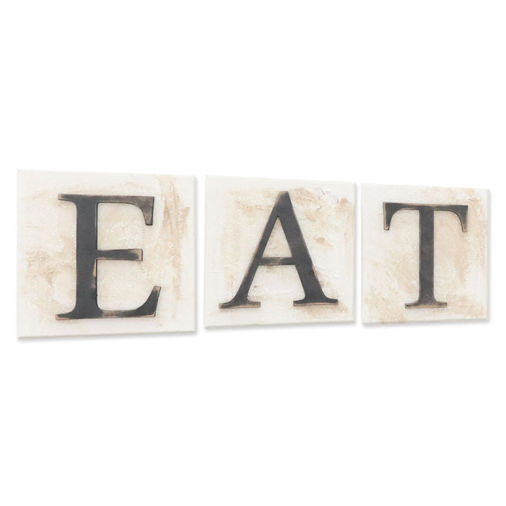 Quadro in legno con lettere in rilievo EAT