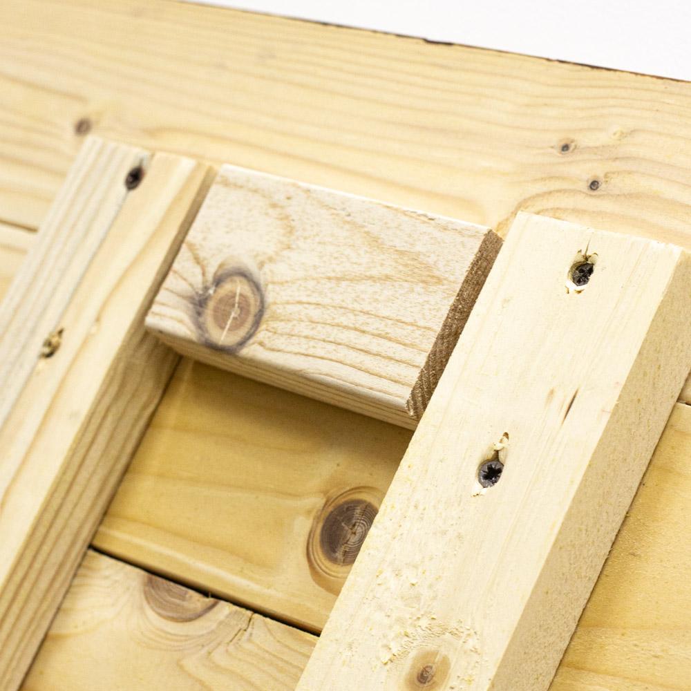 Red Nutcracker wooden slats framework