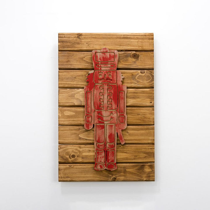 Red Nutcracker wooden slats framework