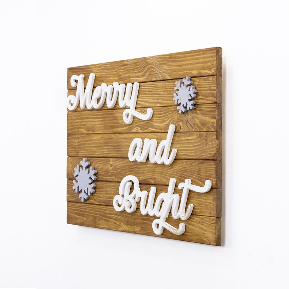 Quadro doghe legno Merry and Bright