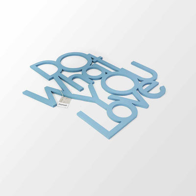 scritta in legno do what you love - decorazione per l'ingresso o salotto #colore_azzurro-polvere
