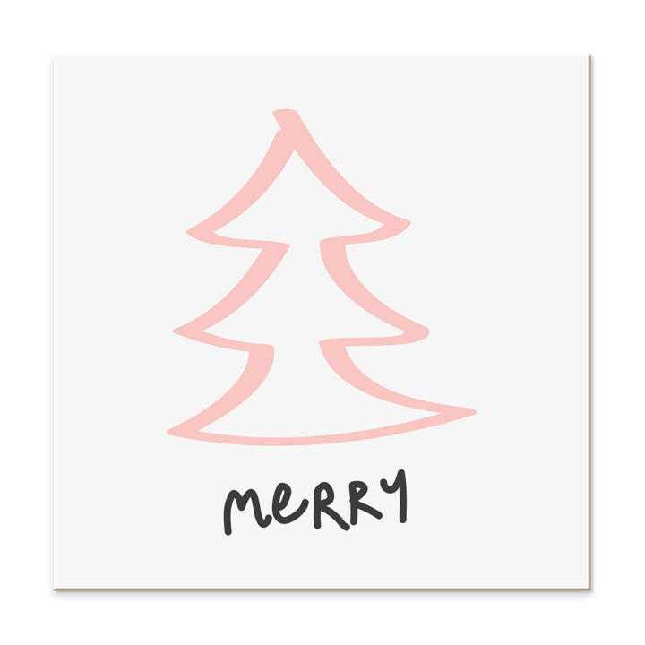 Square tablet with pink Christmas tree