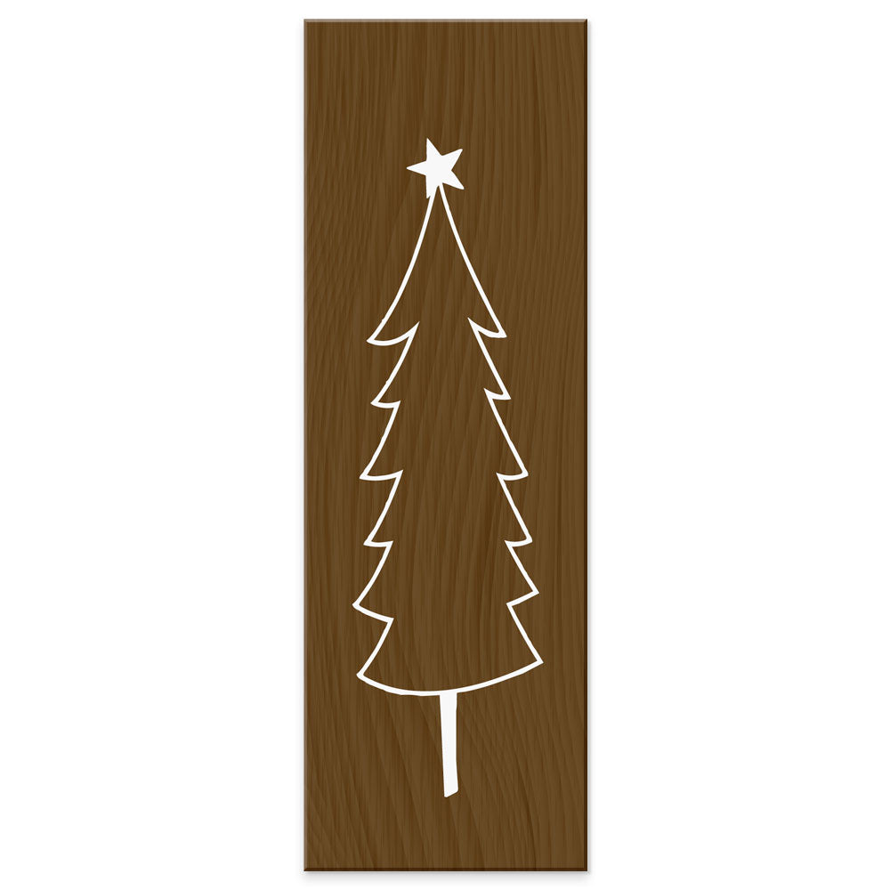Tavoletta natalizia effetto legno scuro Albero minimal