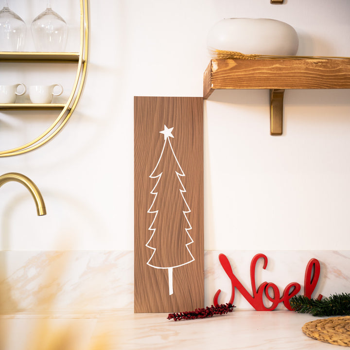 Minimal tree wood effect Christmas tablet